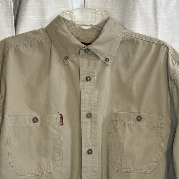 DRI DUCK Craftsman Woven Shirt Brick Long Sleeve XL Tan style # 4285 - Picture 2 of 11